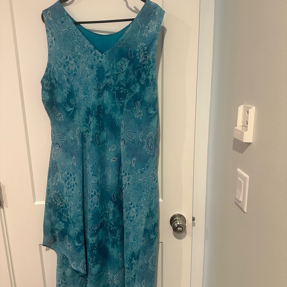 Dress Barn Blue Asymmetrical Floral Dress